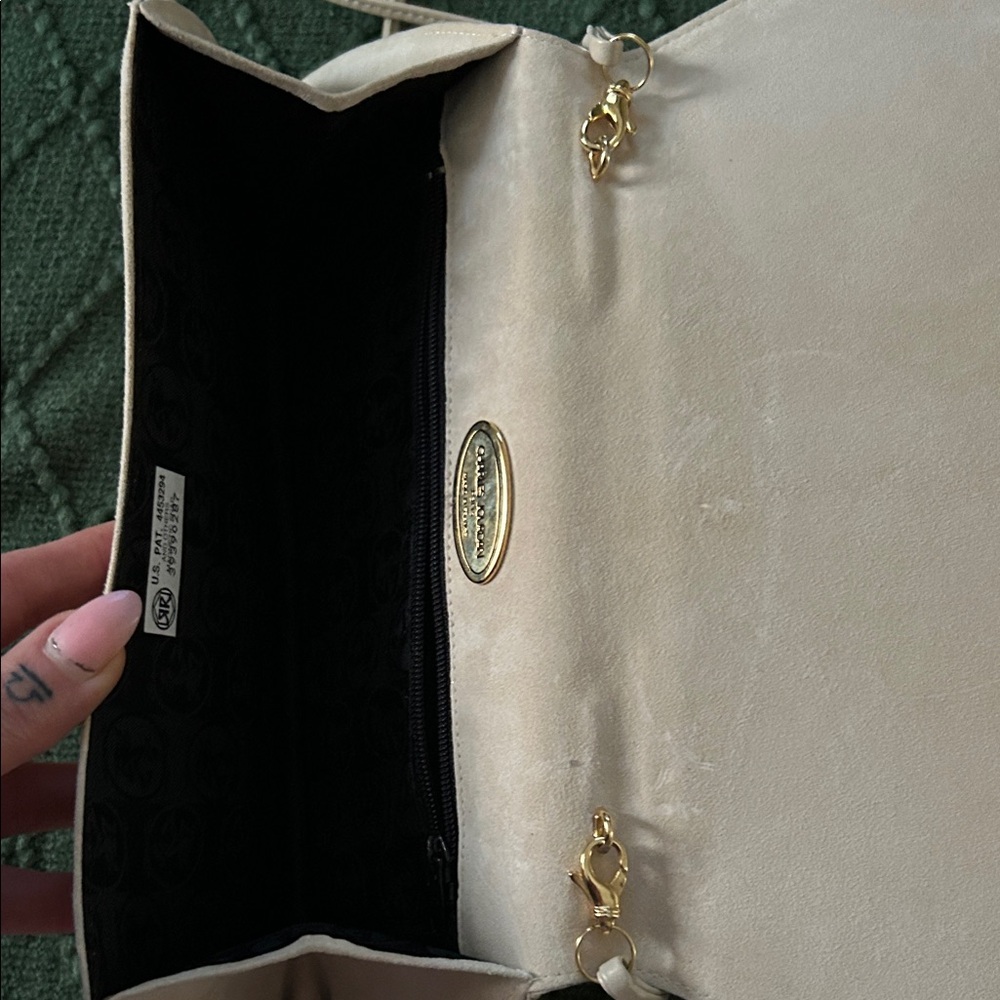 Vintage Charles Jourdan Suede & Leather Cream Shoulder Bag - Picture 5 of 10